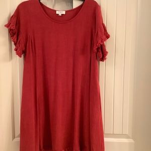 Umgee Red M Linen & Cotton A-line Dress
